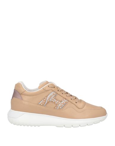 Shop Hogan Woman Sneakers Camel Size 6.5 Soft Leather In Beige