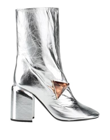Jil Sander Woman Ankle Boots Silver Size 7 Soft Leather