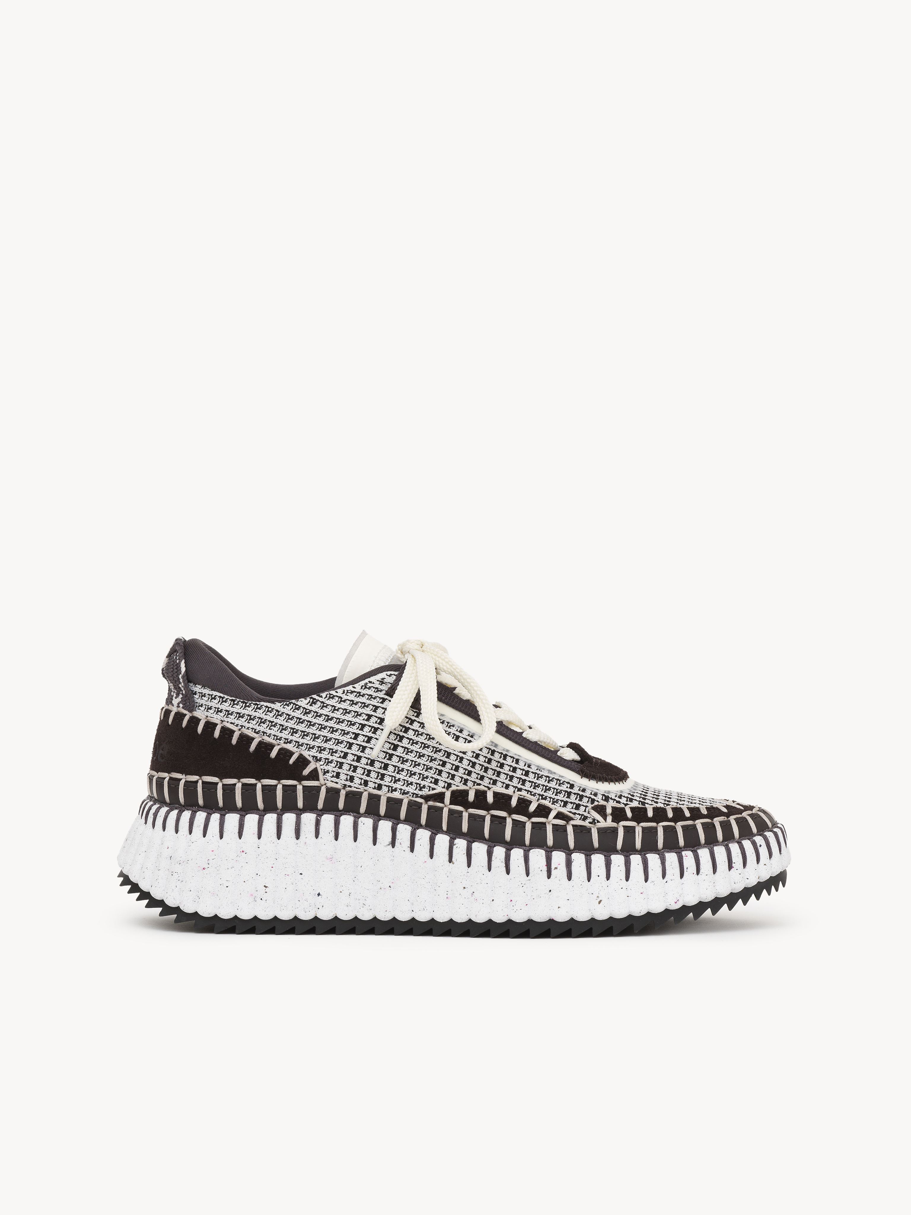 Chloé Nama Embroidered Suede And Recycled-mesh Sneakers In White