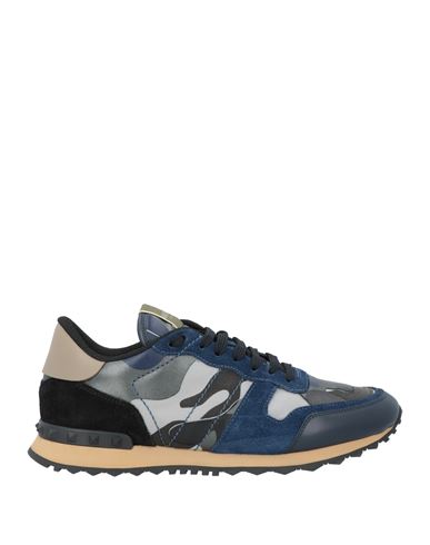 Shop Valentino Garavani Man Sneakers Blue Size 9 Leather, Textile Fibers