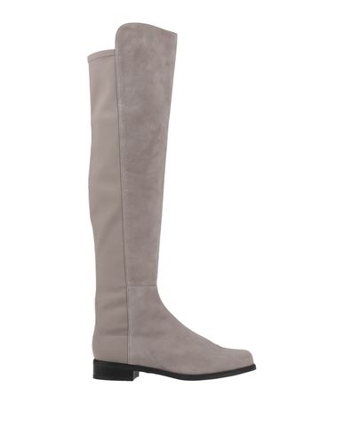 Stuart Weitzman Woman Knee Boots Grey Size 10 Soft Leather, Textile Fibers