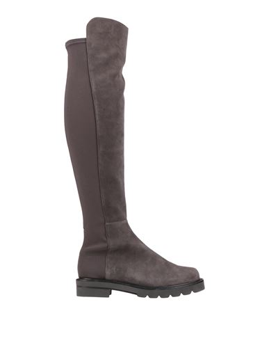 Stuart Weitzman Woman Boot Gunmetal Size 5.5 Leather, Textile Fibers In Gray