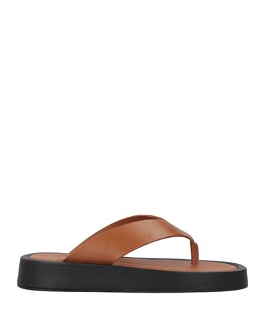 Alohas Woman Thong Sandal Tan Size 9 Bovine Leather In Brown