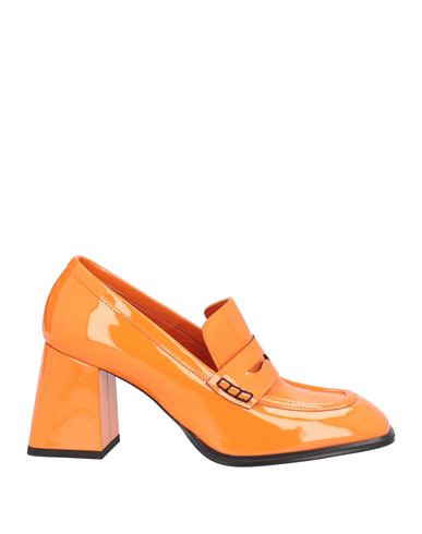 Giampaolo Viozzi Woman Loafers Orange Size 10 Soft Leather
