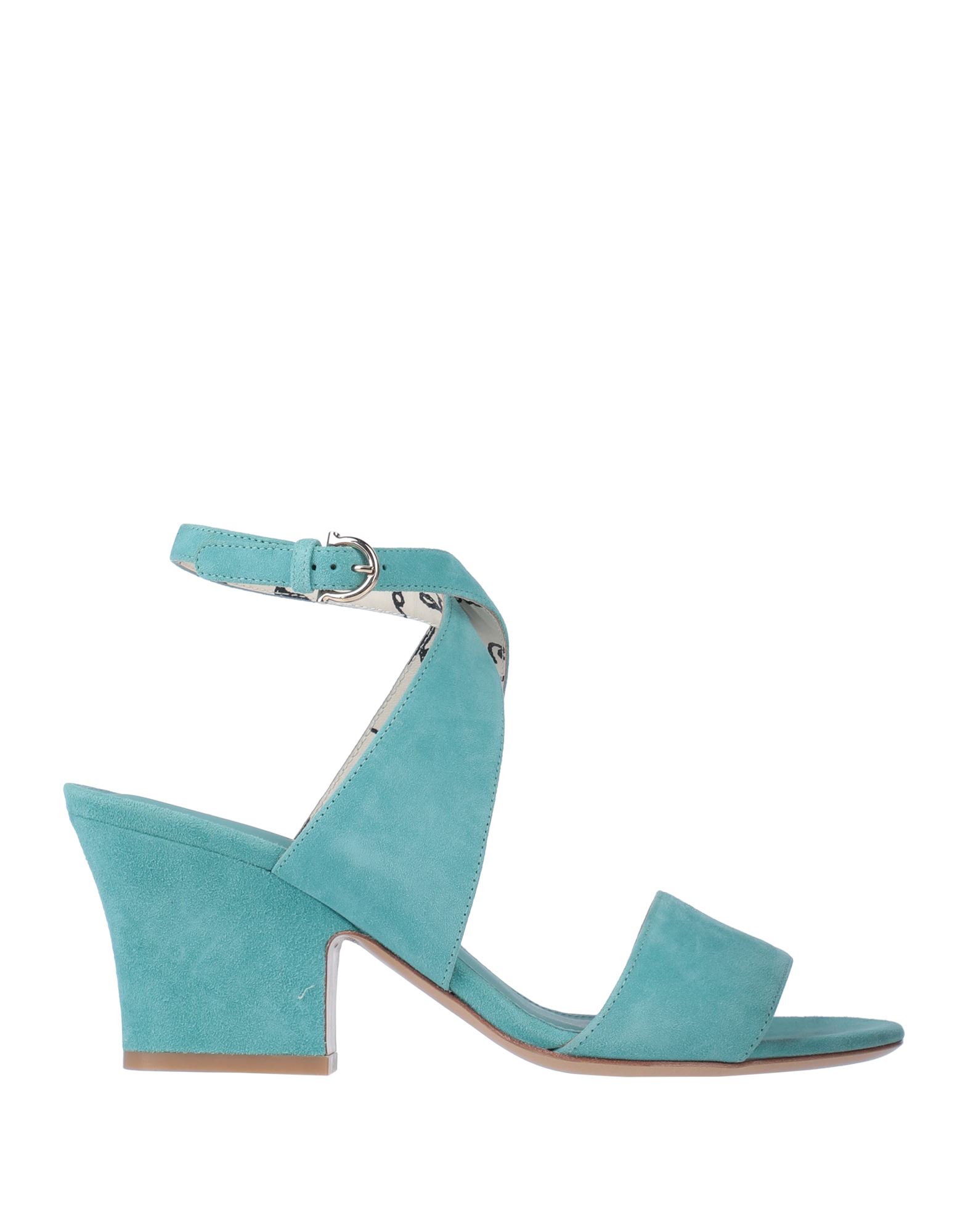 Ferragamo Sheena Suede Heel Sandals In Green