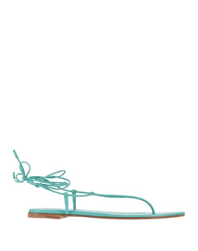 Shop Gianvito Rossi Woman Thong Sandal Turquoise Size 8 Soft Leather In Blue