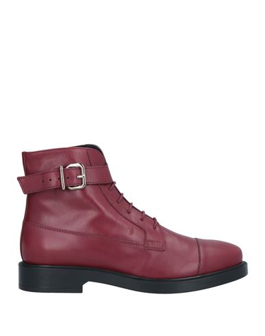 Tod's Woman Ankle Boots Garnet Size 6.5 Leather In Red