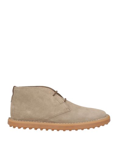 Tod's Man Ankle Boots Beige Size 9 Leather In Grey