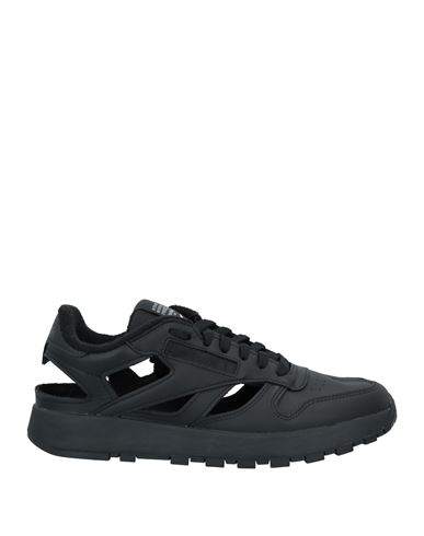 Man Sneakers Black Size 10 Soft Leather, Textile fibers