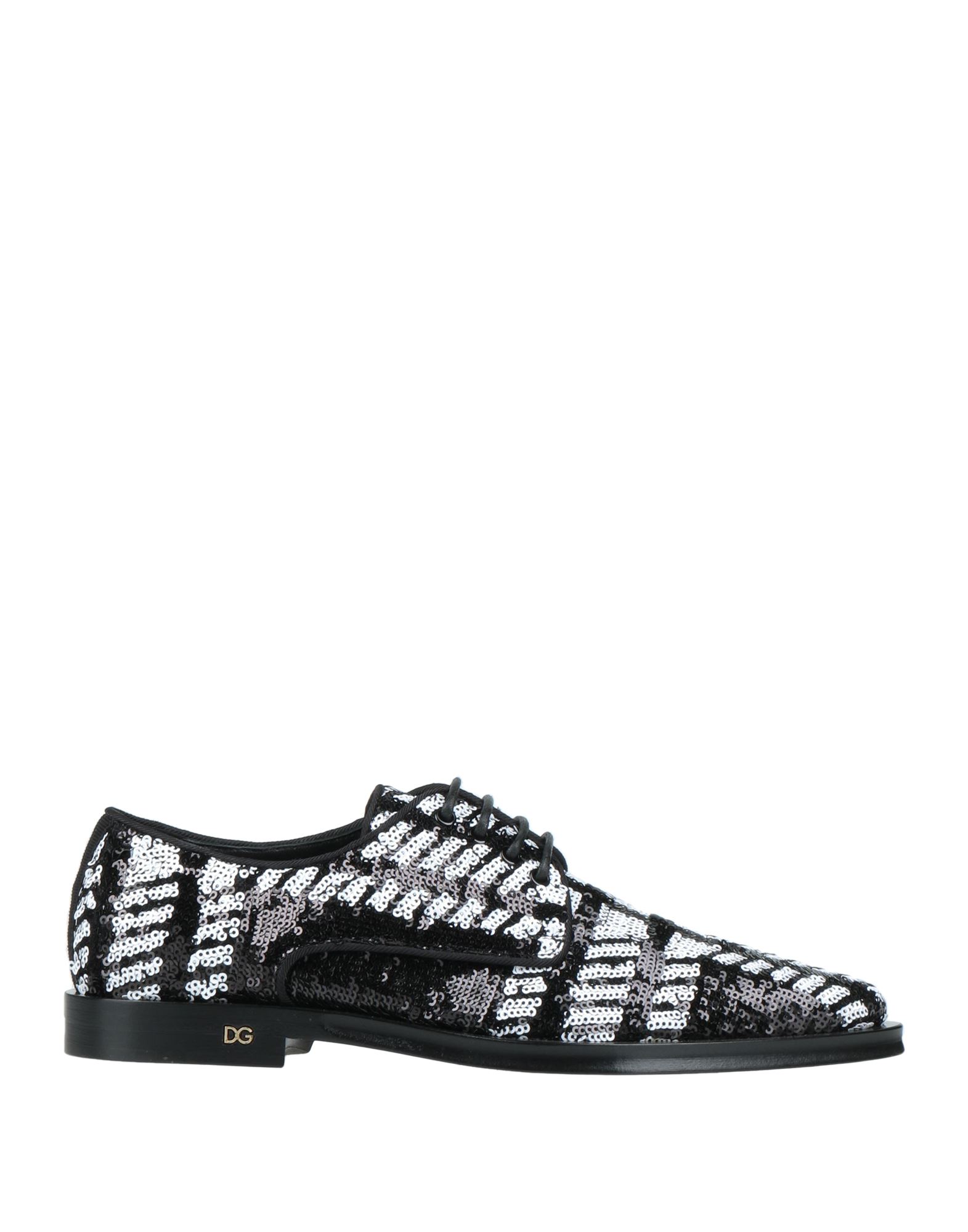 Shop Dolce & Gabbana Woman Lace-up Shoes Black Size 7.5 Polyester, Rayon, Cotton
