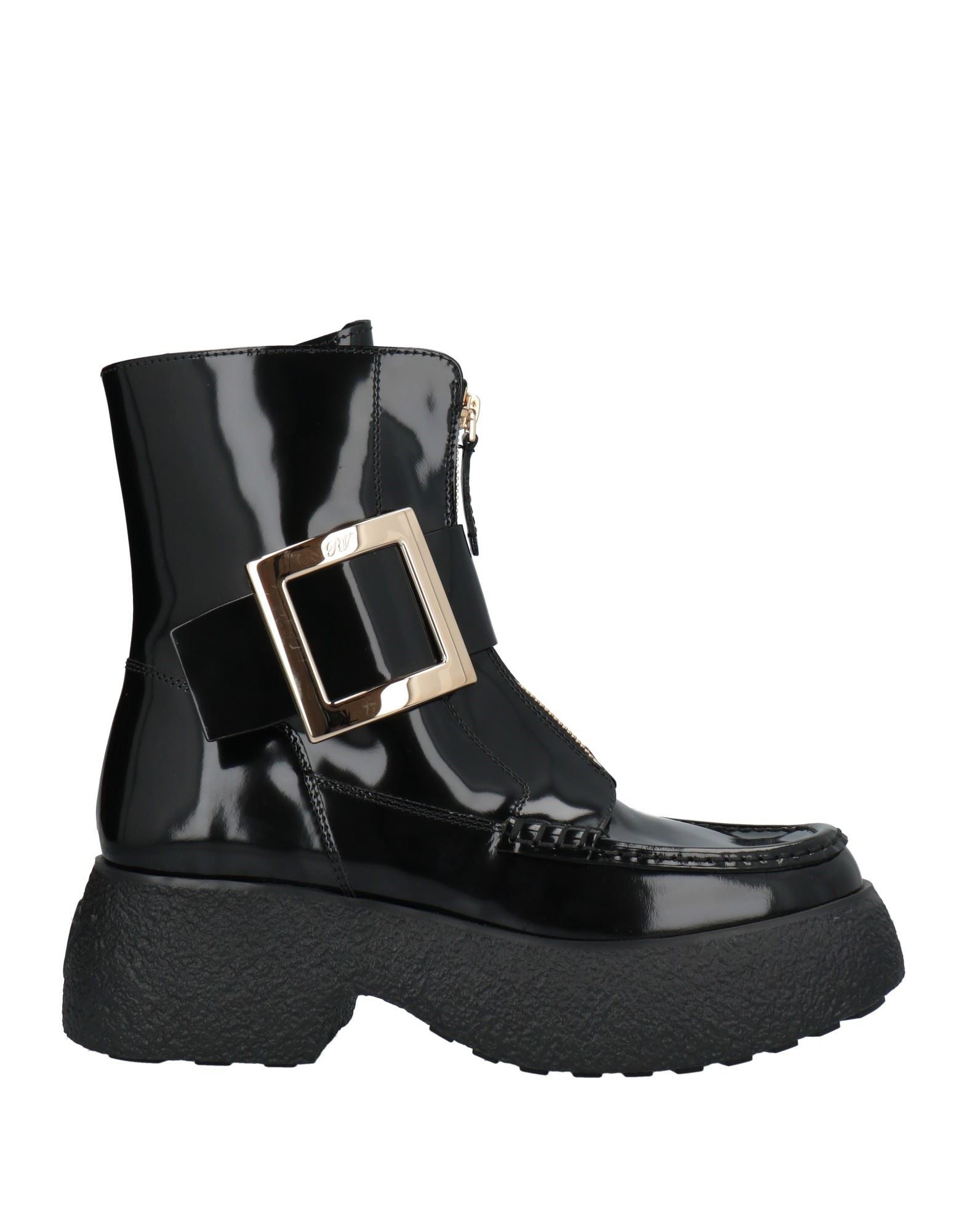 Roger Vivier Viv Rangers Embellished Patent-leather Platform Ankle Boots In Black