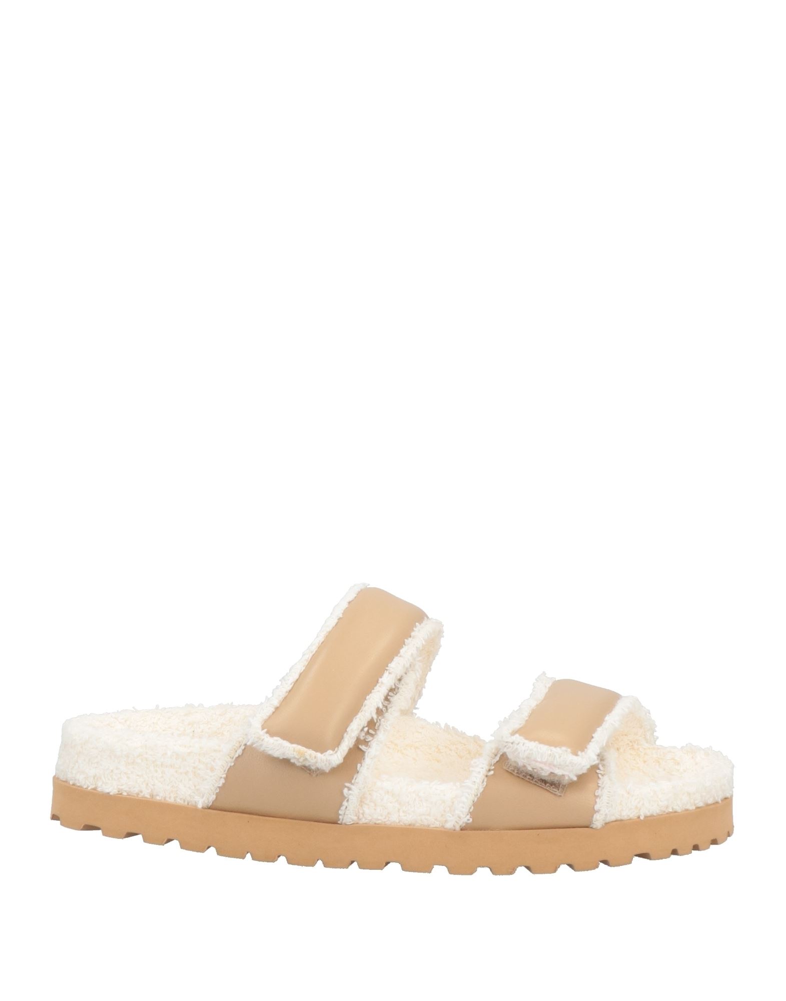 GIA X PERNILLE TEISBAEK GIA X PERNILLE TEISBAEK WOMAN SANDALS BEIGE SIZE 8 SOFT LEATHER, TEXTILE FIBERS