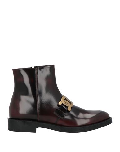 Tod's Woman Ankle Boots Burgundy Size 8 Calfskin In Red