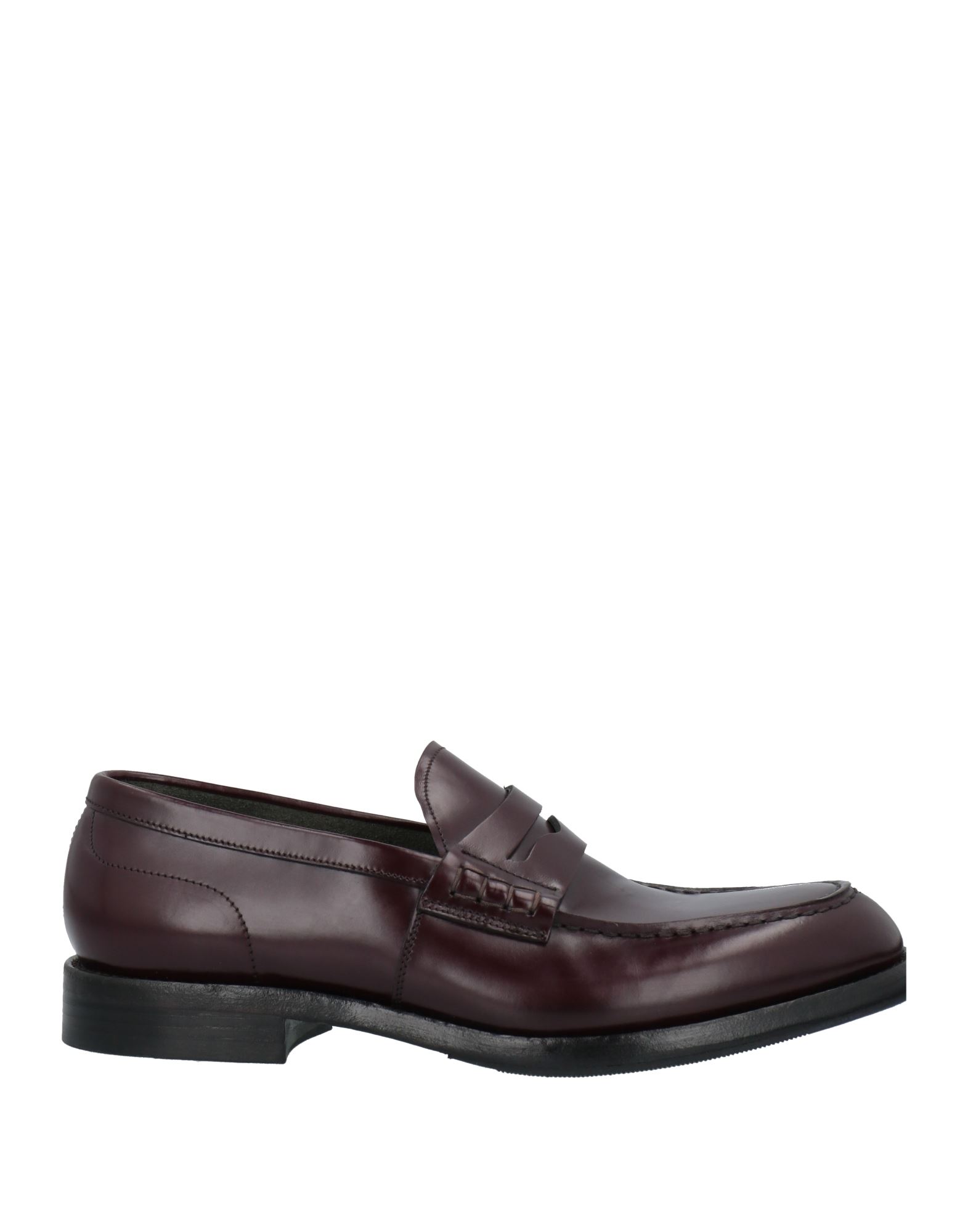 Green George Bordeaux Brushed Leather Loafers In Maroon