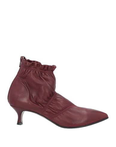Lorena Paggi Woman Ankle Boots Burgundy Size 7 Soft Leather In Red