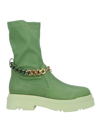 Liu •jo Woman Ankle Boots Green Size 11 Calfskin, Textile Fibers