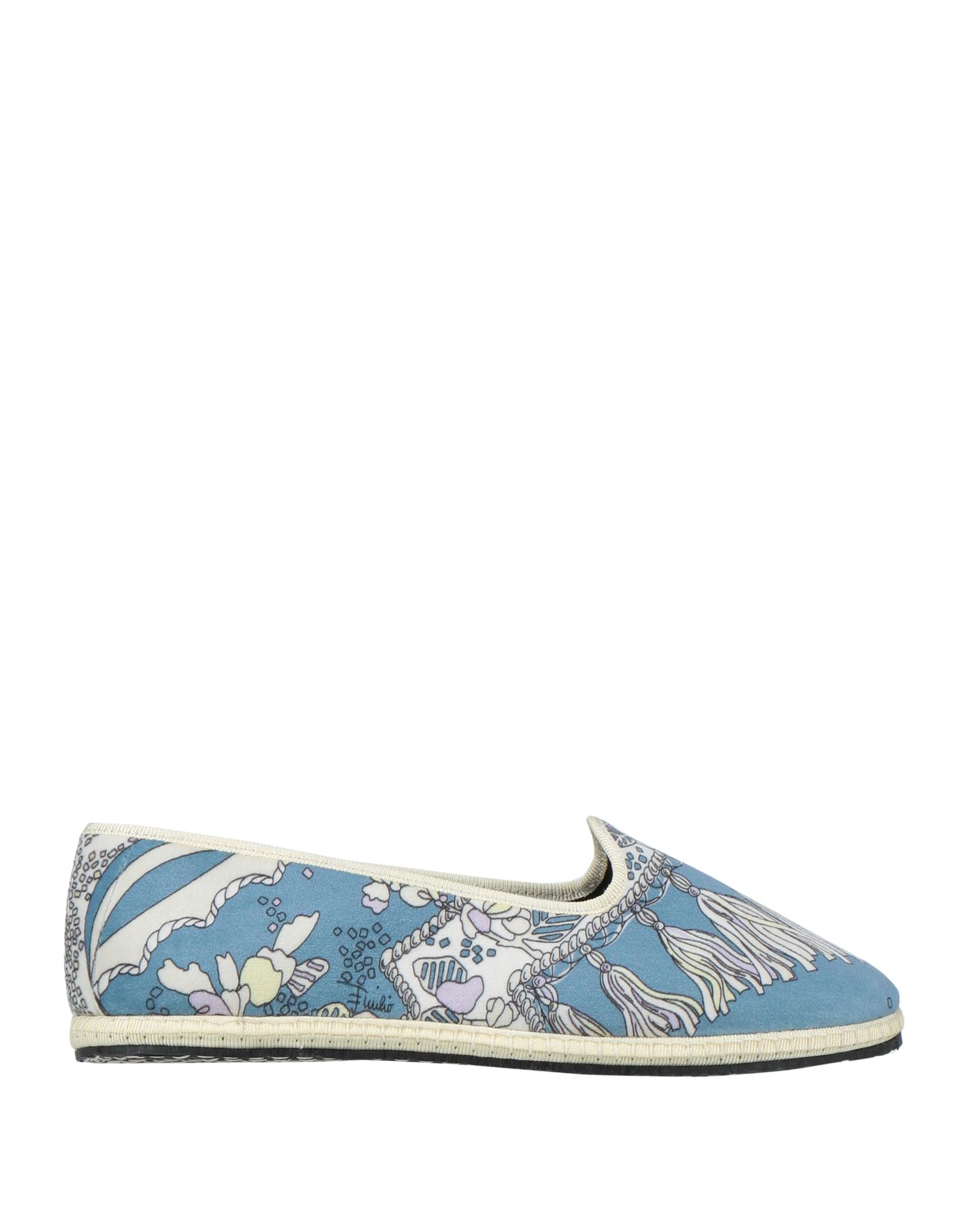 Pucci Woman Loafers Pastel Blue Size 7 Textile Fibers In Blue