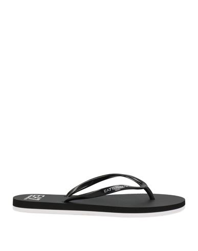 Ea7 Woman Toe Strap Sandals Black Size 8 Pvc - Polyvinyl Chloride
