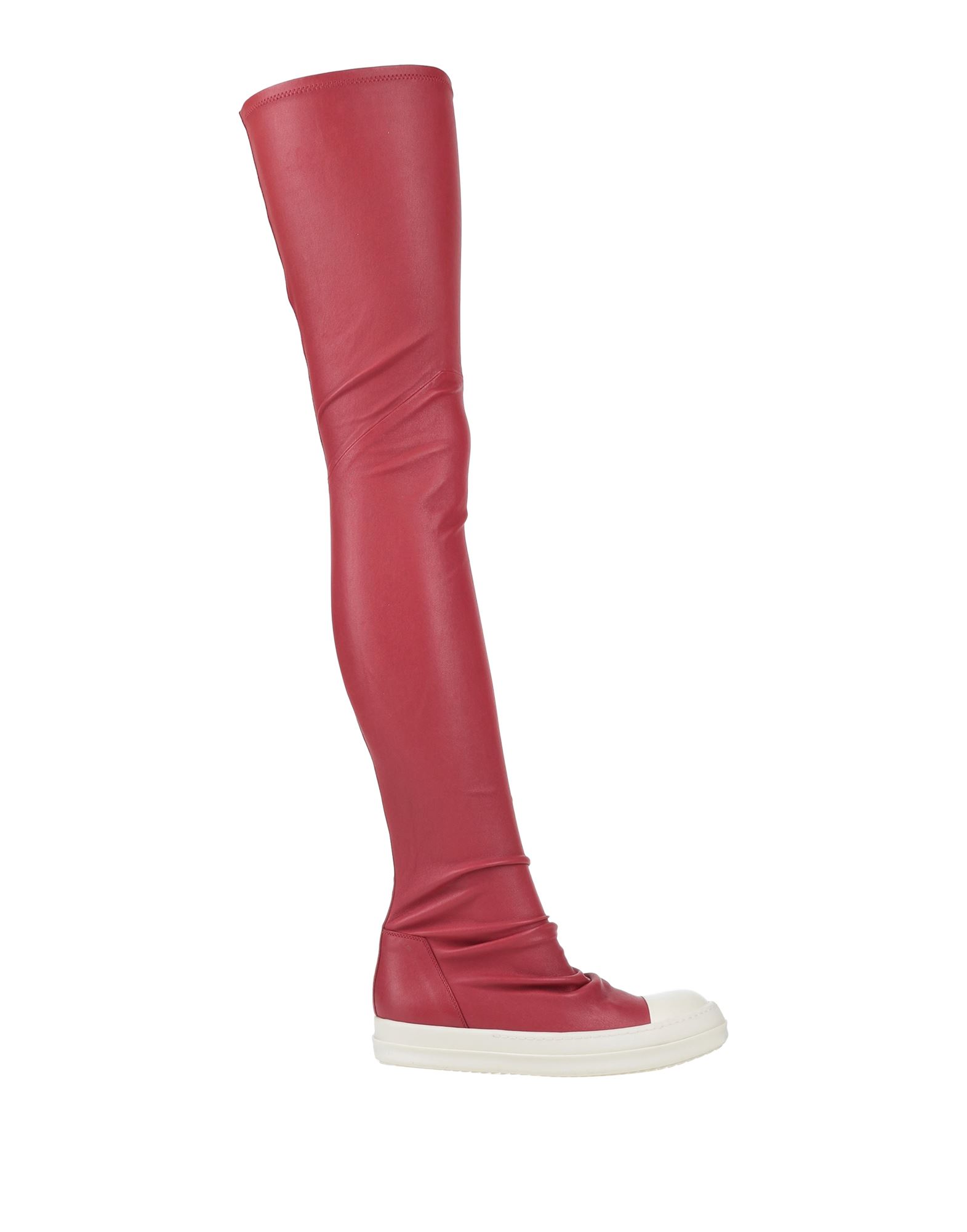 Rick Owens Knee Boots In Brick Red