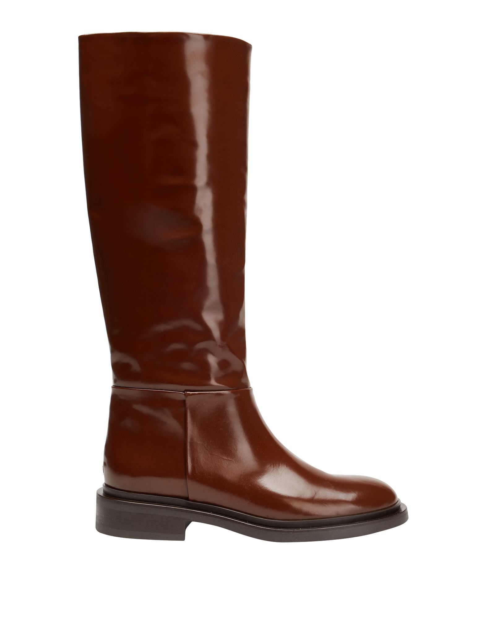 8 By Yoox Leather Round-toe High Boot Woman Knee Boots Brown Size 11 Calfskin