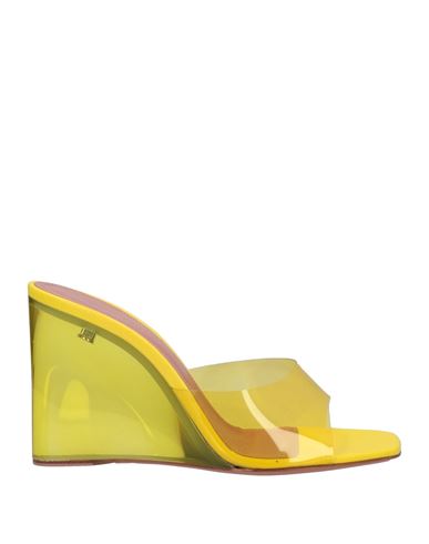 Amina Muaddi Woman Sandals Yellow Size 6.5 Pvc - Polyvinyl Chloride, Soft Leather