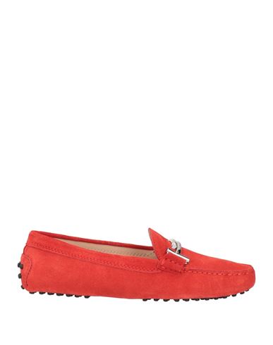 Tod's Woman Loafers Tomato Red Size 7.5 Soft Leather