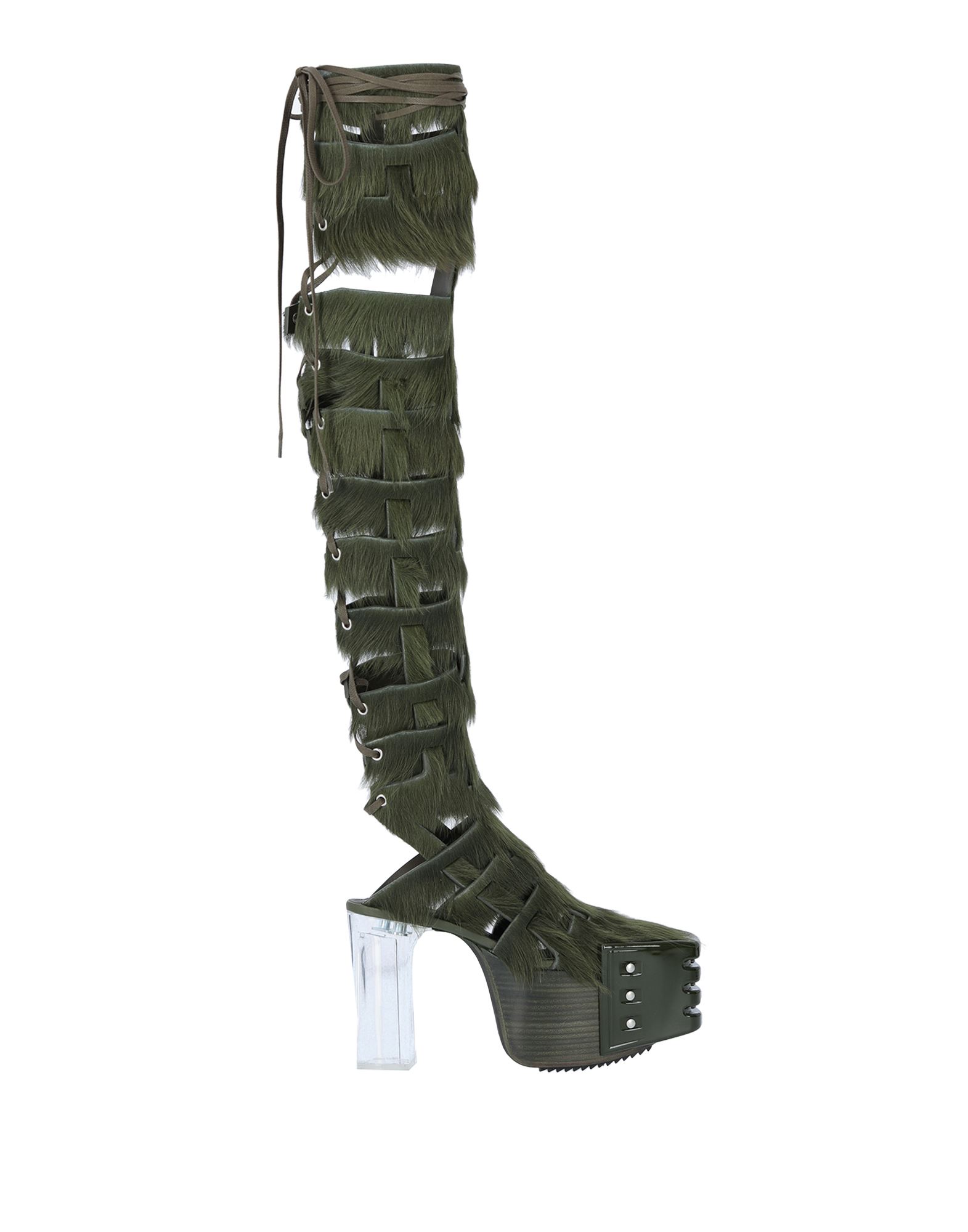 Rick Owens Knee Boots In Military Green