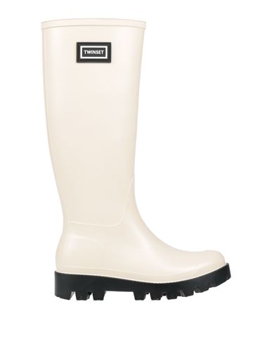 TWINSET TWINSET WOMAN BOOT IVORY SIZE 8 RUBBER 