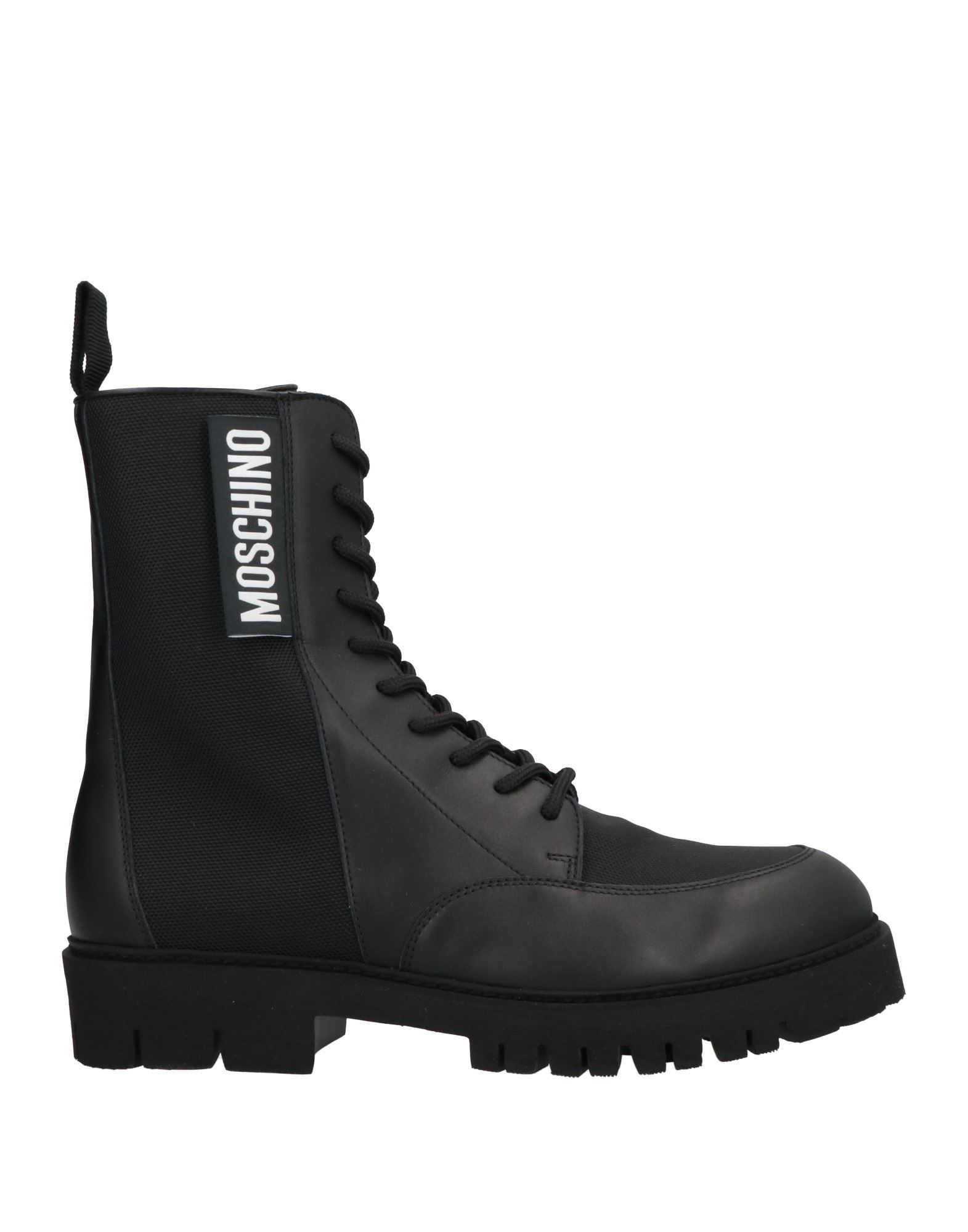 Shop Moschino Man Ankle Boots Black Size 9 Calfskin, Textile Fibers