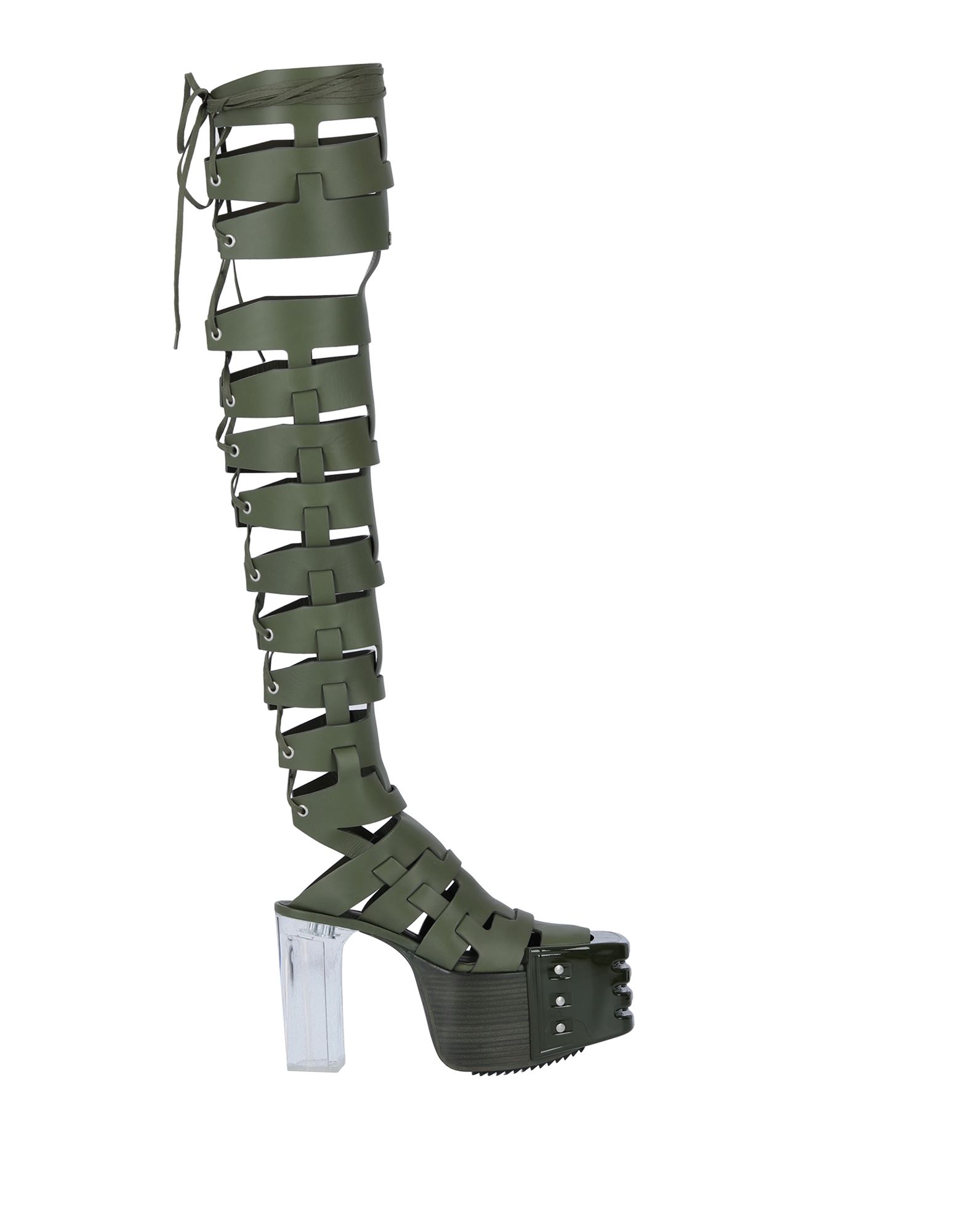 Rick Owens Knee Boots In Military Green