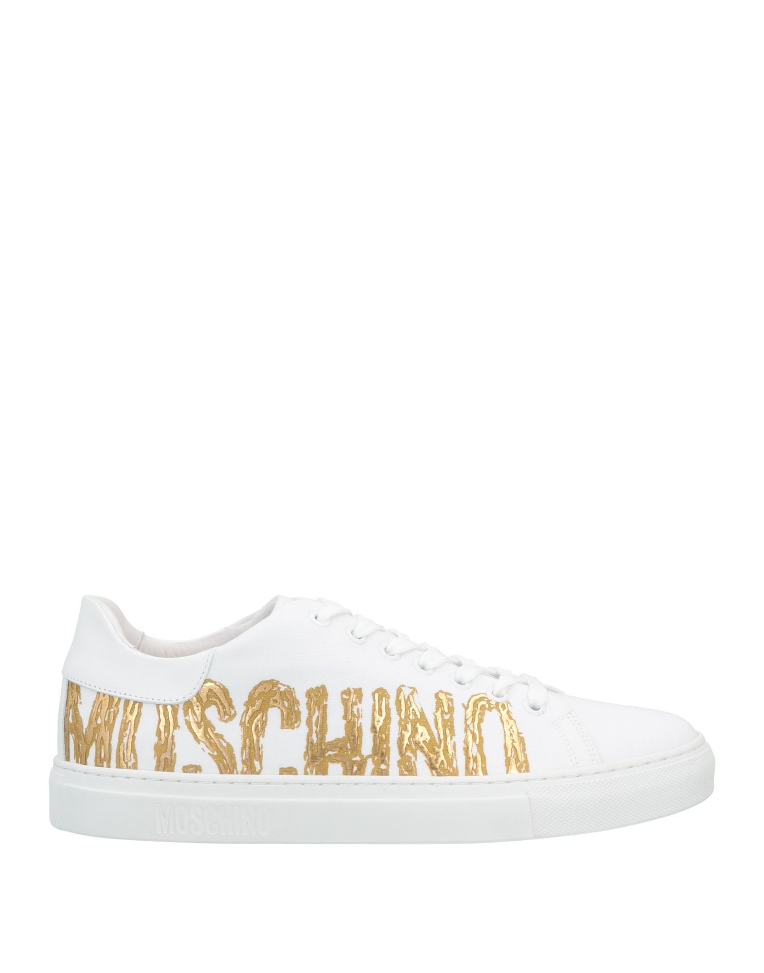 MOSCHINO MOSCHINO MAN SNEAKERS WHITE SIZE 9 SOFT LEATHER, TEXTILE FIBERS