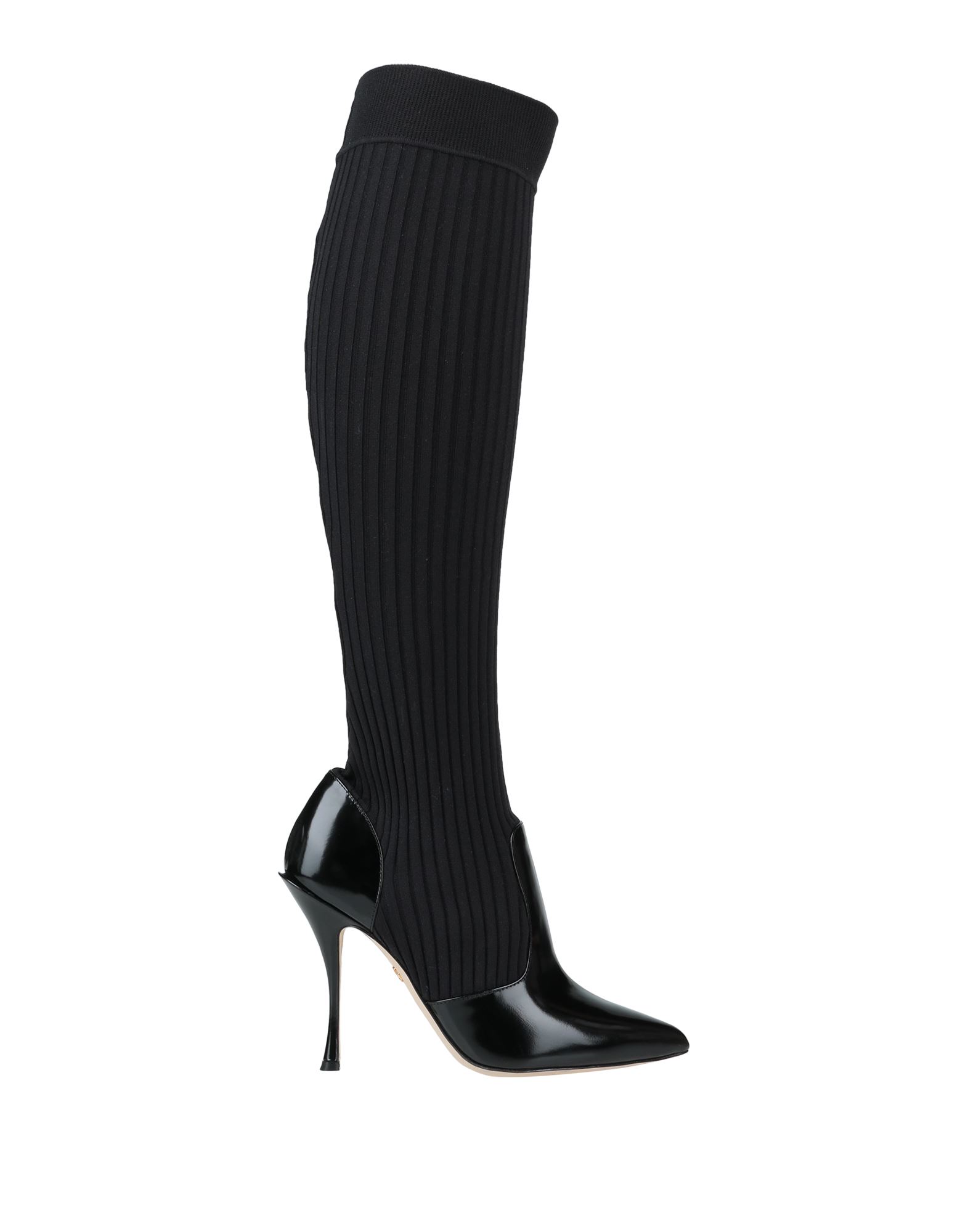 Shop Dolce & Gabbana Woman Boot Black Size 7.5 Polyester, Calfskin