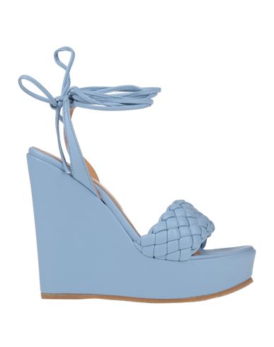 Paolo Mattei Woman Sandals Azure Size 10 Textile Fibers In Blue