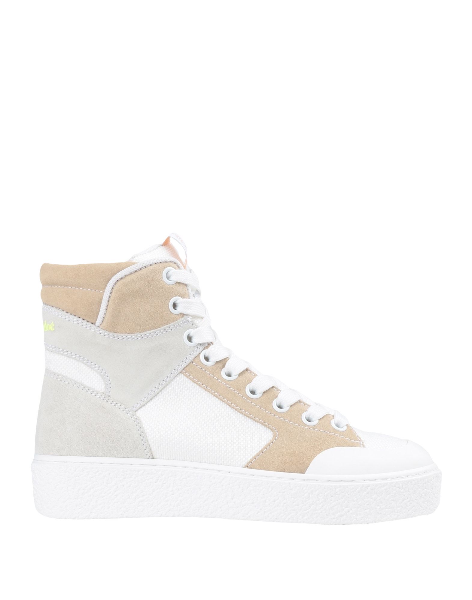 See By Chloé Neutral Suede Hi-top Sneakers In White