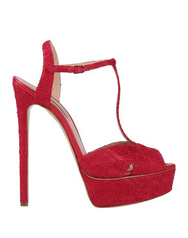 Shop Casadei Woman Sandals Red Size 11 Textile Fibers