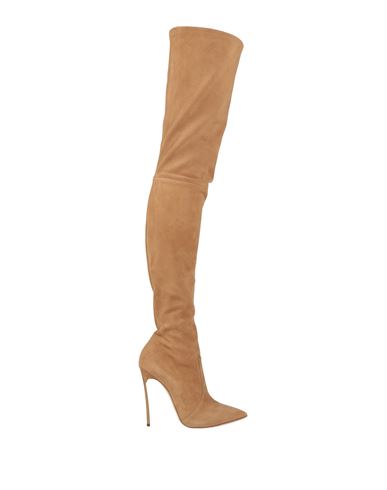Casadei Woman Knee Boots Sand Size 11 Soft Leather In Beige
