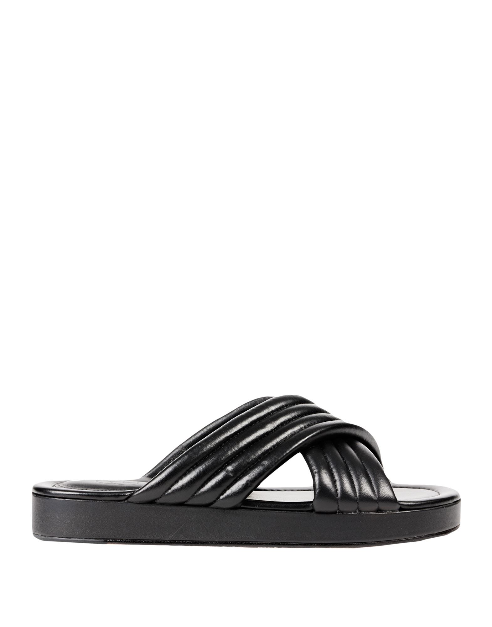 Porte & Paire Quilted Leather Slides In Black