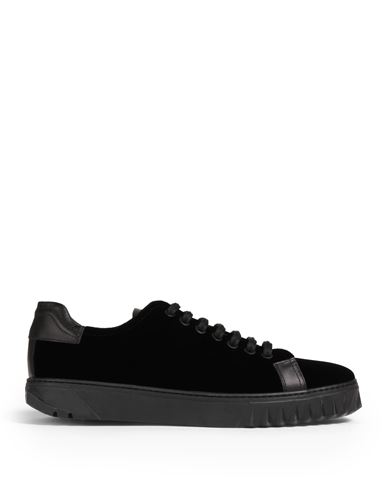 Ferragamo Man Sneakers Black Size 8.5 Calfskin, Textile Fibers
