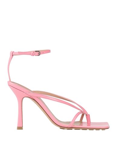 Shop Bottega Veneta Woman Thong Sandal Pink Size 7.5 Soft Leather