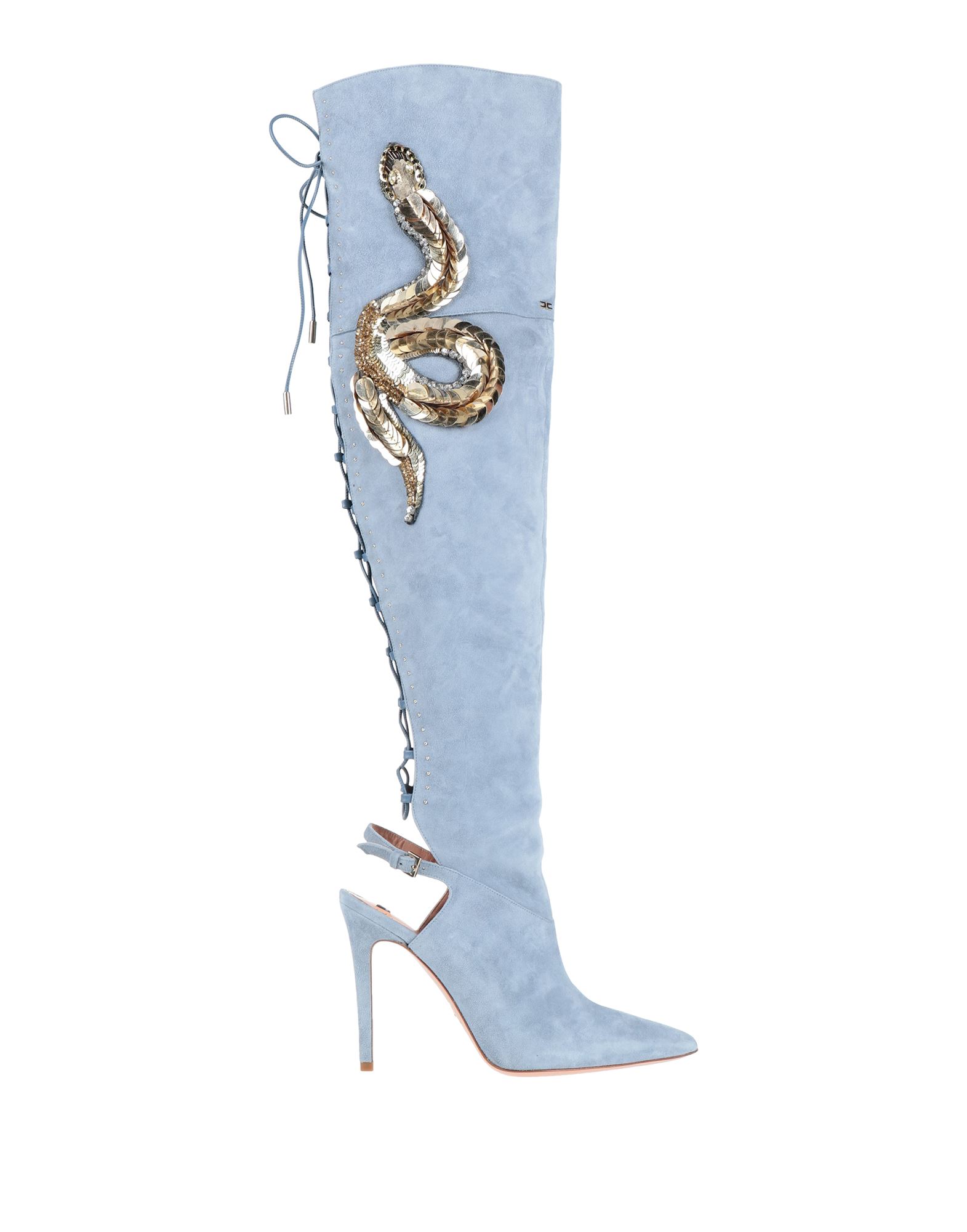 Elisabetta Franchi Knee Boots In Sky Blue