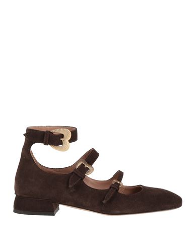 A.bocca A. Bocca Velour Nefer Militare Woman Ballet Flats Dark Brown Size 6 Soft Leather In Burgundy