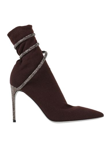 René Caovilla Rene' Caovilla Woman Ankle Boots Burgundy Size 9 Cashmere In Brown