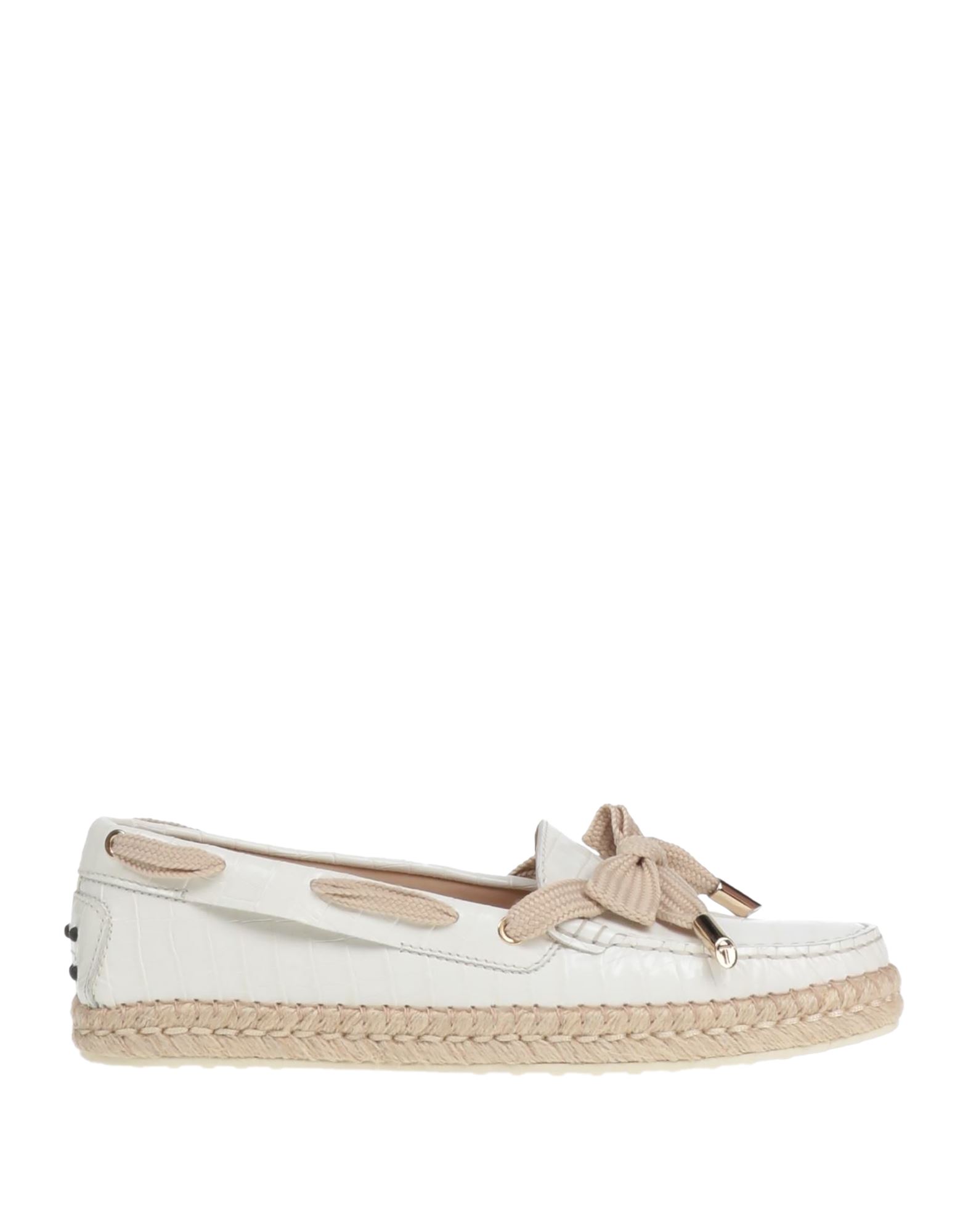 TOD'S TOD'S WOMAN ESPADRILLES WHITE SIZE 8.5 CALFSKIN