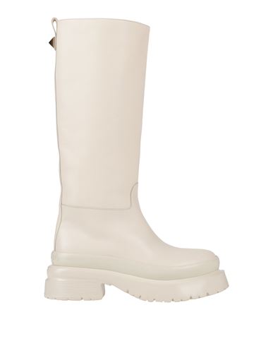 Valentino Garavani Woman Boot Ivory Size 9 Soft Leather In Neutral
