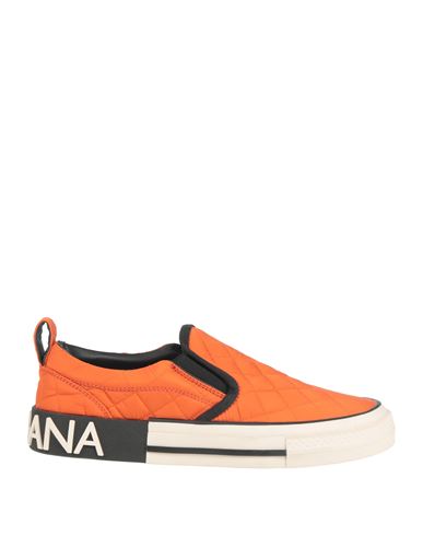 Dolce & Gabbana Woman Sneakers Orange Size 8.5 Soft Leather, Textile Fibers