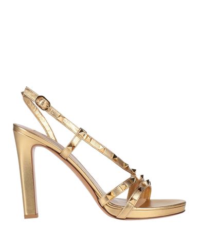 Shop Valentino Garavani Woman Sandals Gold Size 11.5 Soft Leather