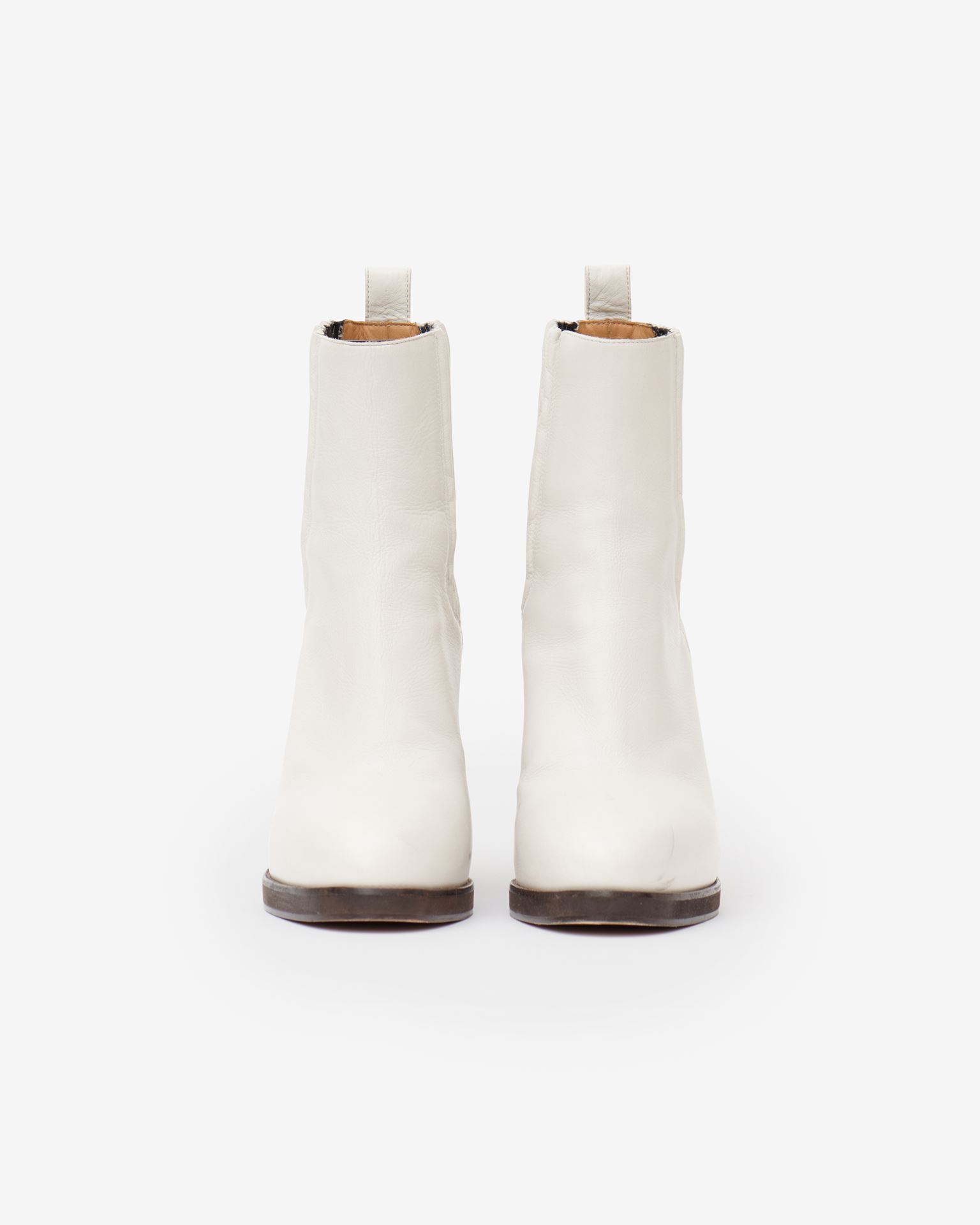 Shop Isabel Marant Lilde Leather Ankle Boots In White