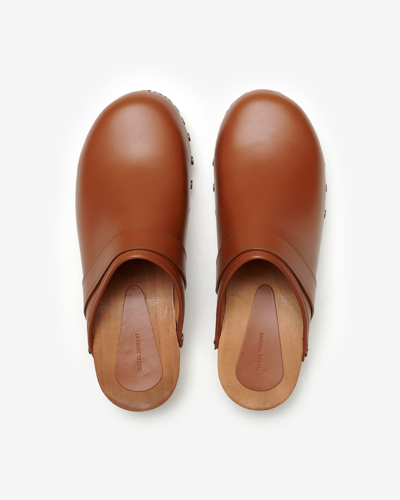 Isabel Marant Thalie Leather Clogs In Brown