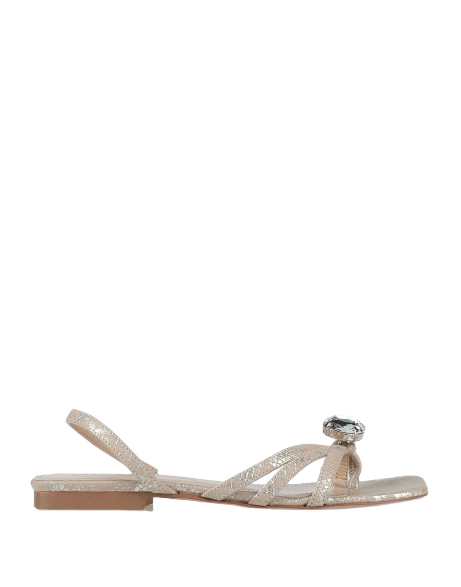 Shop Manila Grace Woman Thong Sandal Sand Size 6 Soft Leather In Beige