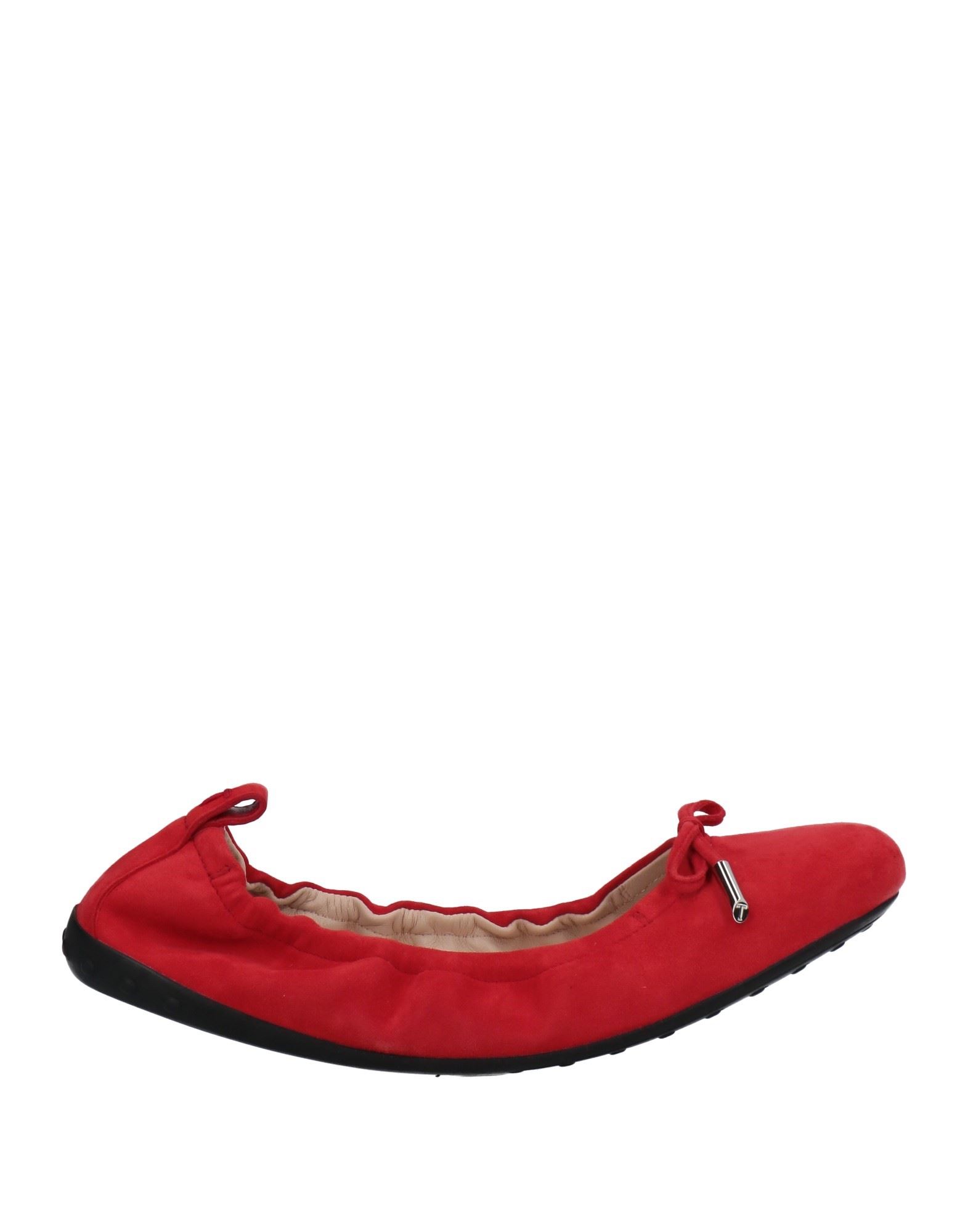 Shop Tod's Woman Ballet Flats Tomato Red Size 6.5 Soft Leather